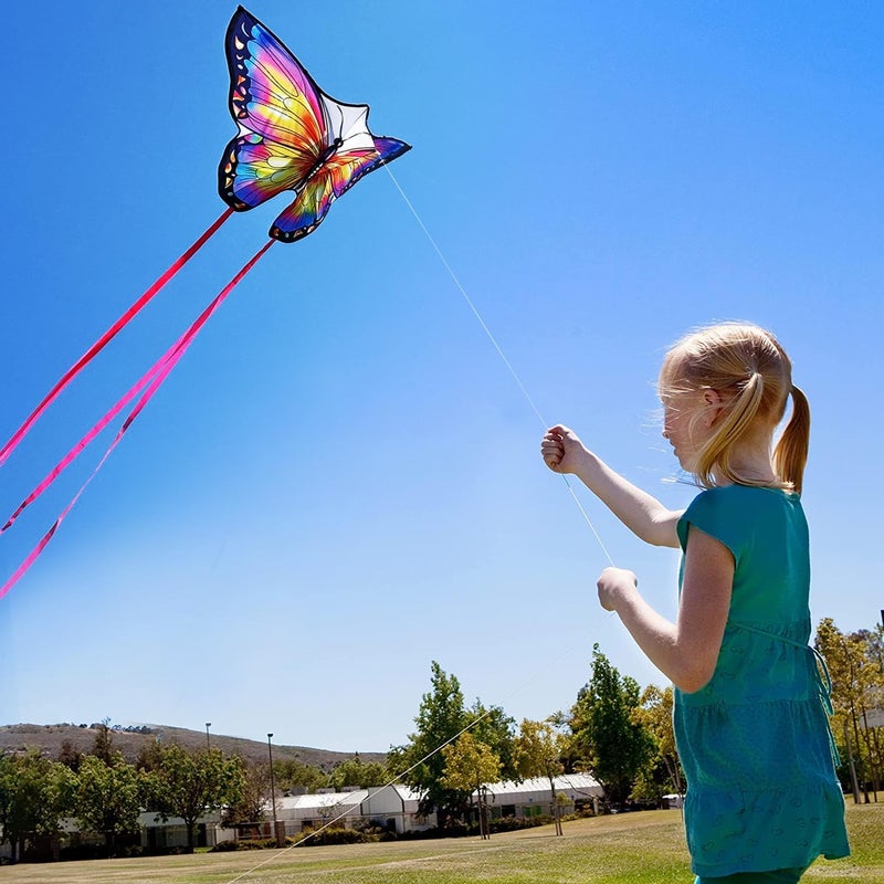 Honbo Butterfly Kites for Kids & Adults,55" x 28" Large Beginner Kite for Kids Ages 4-8,Easy to Fly for Beginners, Each Kite with 300ft Line Handle,Beach Kites for Outdoor Activities & Family Trip - Image 3